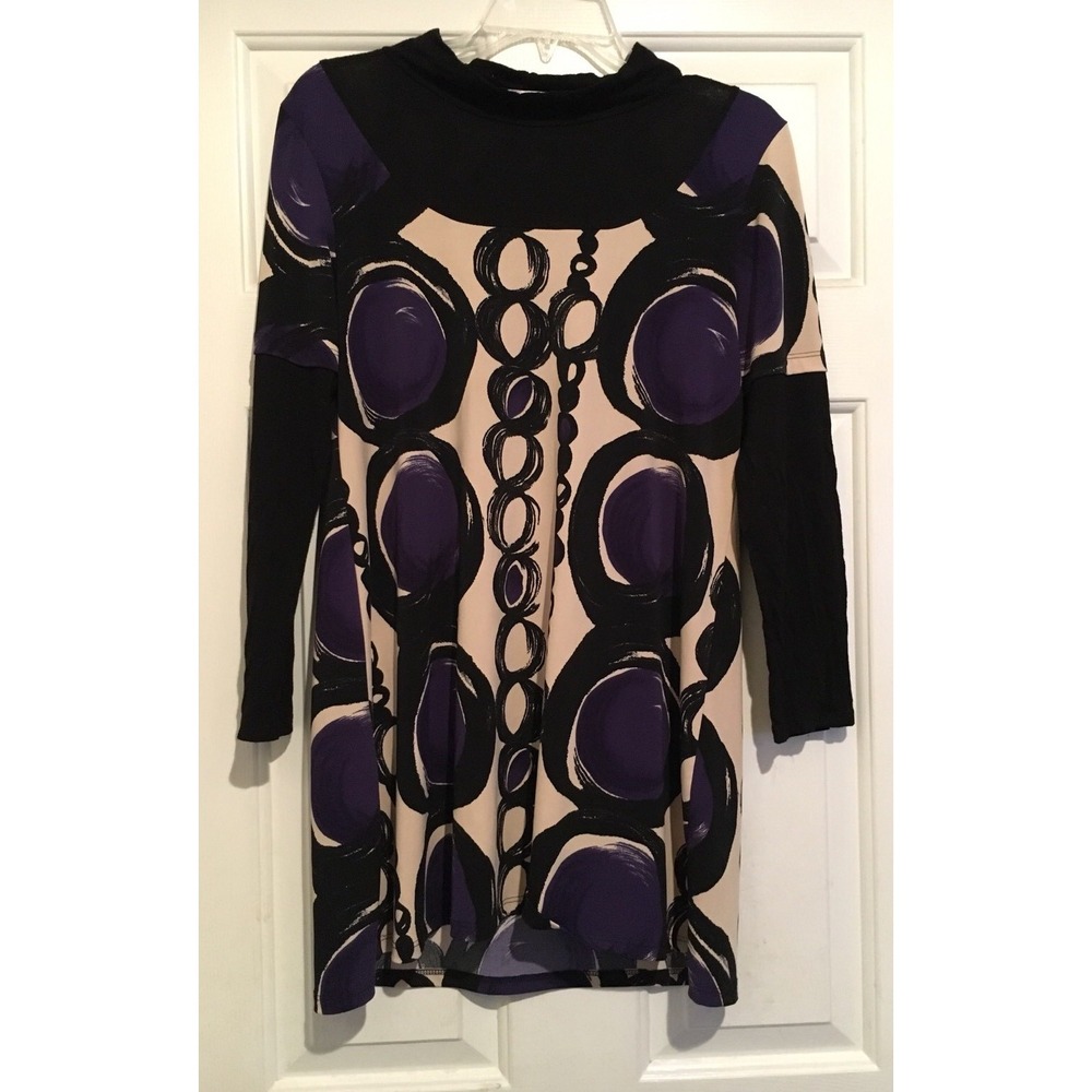 Glam Long Top Women's Large Long Sleeve geometric Mock neck pullover